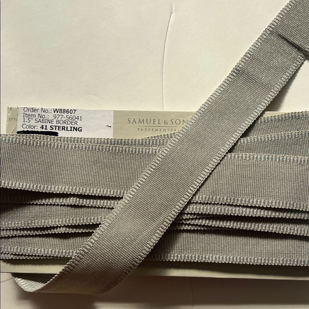 Samuel & Sons 1.5” Sabine Border tape in the color sterling. 7 yards!